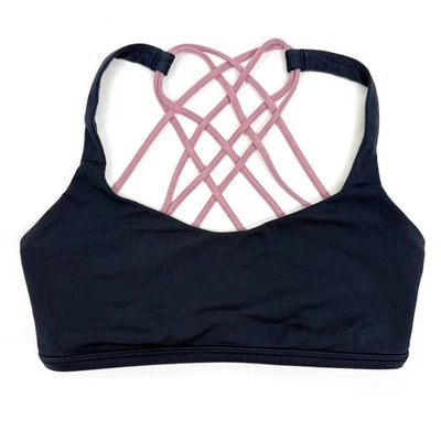 LULULEMON Free To Be Bra 6 Navy Blue Pink Puff A/B Low Impact Layering EUC B48 - Image 1 of 4