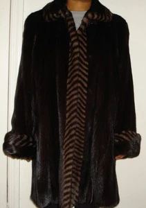 Abrigo de piel de visón Revillon Ranch y caoba talla 14-16 envío gratuito EXCELENTE ESTADO - Imagen 1 de 7