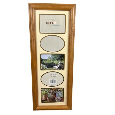 Montaje en pared con marco de madera vintage 6x18 con alfombrilla de collage extraíble Foto 1 de 4