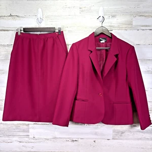 Haberdashery Womens Hot Pink Fuschia Vintage 70s Jacket & Skirt Suit Size 14/10 - Picture 1 of 14