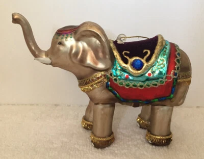 Lindo enfeite elefante 4 polegadas altura glitter vermelho azul verde roxo brilhante  - Imagem 1 de 4