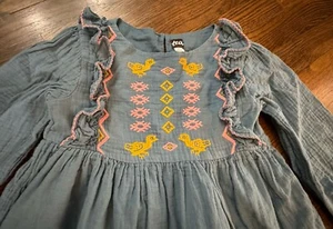 Tea Collection Kids Blue Embroidered Dress 6 - Picture 1 of 6