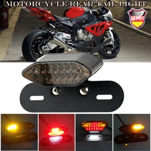 LED Motorrad Rücklicht Blinker Bremslicht E-geprüft Nummernschild Heckleuchte DE - Picture 1 of 11