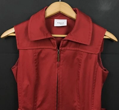 Vestido AKRIS PUNTO Rojo Sin Mangas Cinturón Cremallera Frontal Talla 4 EE. UU. Foto 1 de 4