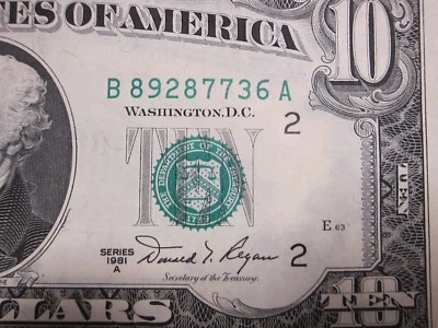 1981A $10 FRN #B89287736A - Image 1 of 4