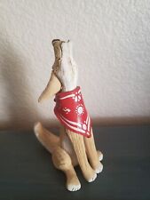 Howling Wolf  Coyote Clay Figure with Bandana signed