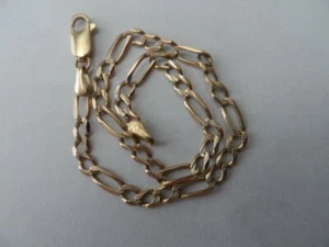 Vintage Yellow Gold 14K Figaro style Dimond cut Bracelet 8" long - Picture 1 of 9