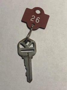 Vintage College Dorm room Hotel Motel Room Key Fob with Key #26 - Picture 1 of 2