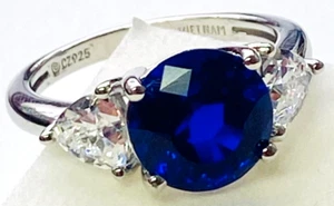 QVC Diamonique x Amy Stran Simulated Sapphire Ring Size 10 - Picture 1 of 5