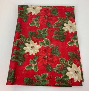 Mantel de tela de vacaciones de Navidad ropa de cama acebo de pascua bellotas rojo 60"x84" - Imagen 1 de 3