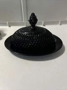 Black Diamond Covered Butter / Cheese Indiana Glass Original Exclusive Tiara Tag - Picture 1 of 8