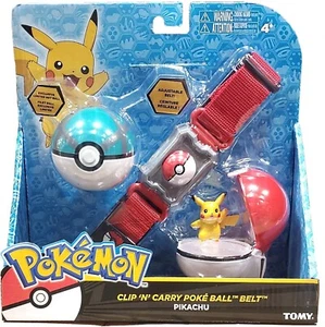 Pokémon Clip and Carry Poké Ball Adjustable Belt with 2 inch Pikachu Figure-NEW - Picture 1 of 5