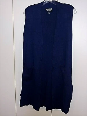 ALLISON BRITTNEY SUÉTER LARGO AZUL MARINO CHALECO-S-NUEVO SIN ETIQUETAS-LG BOLSILLOS-BONITO-RAYÓN/POLIÉSTER Foto 1 de 3