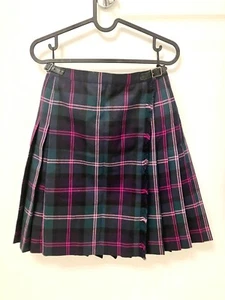 Ralph Lauren girls plaid pleated school skirt size 16 purple vintage 100% wool - Picture 1 of 5