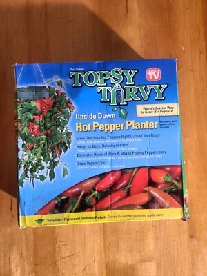 Macetas originales Topsy Turvy al revés de pimienta caliente como se ve en la televisión, nuevas en caja Foto 1 de 4
