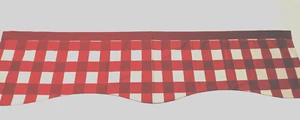 Red Plaid Gingham Scallop Valance  14 x 54 - Picture 1 of 4