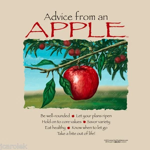 Apple T-shirt S M L XL Advice Earth Sun Moon Cotton NWT Farm Fruit New - Picture 1 of 4