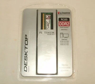 Kingston DESKTOP 1GB DDR2 Platinum Series Memory PC2-5300 667 MHz KPR5300/1GR    - Image 1 of 4