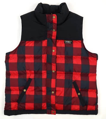 L.L. Chaleco de plumón Bean Mountain Classic para mujer rojo rico a cuadros búfalo talla XL Foto 1 de 4