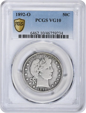 1892-O Barber Silver Half Dollar VG10 PCGS Cover