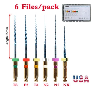6 Stück Neu Dental Endo Rotary Feilen NITI Wurzelkanalfeilen Feile 25 mm USA oder - Bild 1 von 16