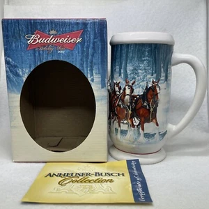 2007 Budweiser Urlaub Weihnachten Stein Winter Ruhe Clydesdale Stein Bierbecher - Bild 1 von 11