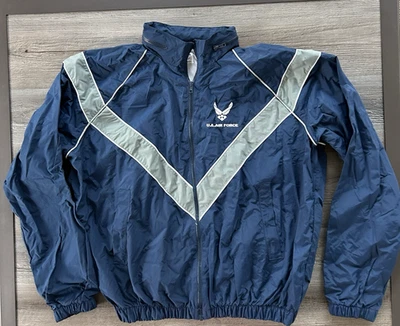 Chaqueta cortavientos militar US Airforce Skilcraft para hombre XL azul con capucha EE. UU. Foto 1 de 4