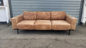 Made.Com Jarrod 3 Seater Tan Leather Sofa - Picture 1 of 16