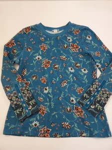 Sundance Size PL Petite Large Blue Floral Waffle Knit Thermal Long Sleeve Top - Picture 1 of 11