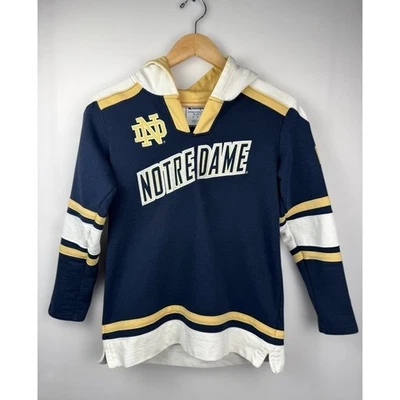 Champion Notre Dame Juvenil Sudadera con Capucha YL Azul Marino Dorado Hockey Pullover 42 Lucha Irlandesa Foto 1 de 4