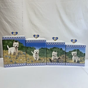 Danbury Mint The Westies Canister Collection COMPLETO Juego de 4 Westie - Imagen 1 de 16