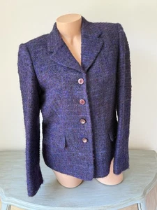 Talbots Womens Purple Tweed Blazer Plum Wool Blend Jacket Size 14 XL - Picture 1 of 10