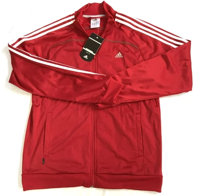Adidas Clima 360 Chaqueta de Pista Roja Athleisure Active Para Hombres L 3 Rayas Nueva Cremallera Completa Foto 1 de 4