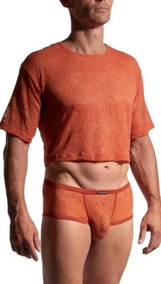 Camicia Manstore M2292 cropped taglia L prezzo consigliato: 129,95 € nuova arancione trasparente terra - Immagine 1 di 4