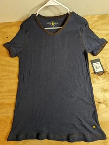 Lucky Brand New T-Shirt Men's Size Medium Navy Blue Ribbed 100% Cotton Stretch - Picture 1 of 9