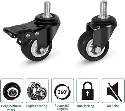 4 Rollen mit M8 Gewindestift Transportrollen Laufrollen Möbelrollen Lenkrollen - Bild 1 von 4