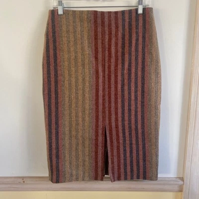 Boden British Tweed by MOON Pencil Skirt Wool Multi Stripe Classic Office Size 8 - Image 1 of 4