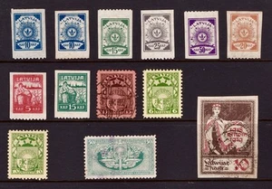 Latvia (1924) - Lot of 13 Classic Stamps (Unused/Used) - Picture 1 of 1