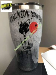 We All Meow Down Here KiTten Glitter Tumbler - Glitter Tumbler - Glitter Tumble - Picture 1 of 2