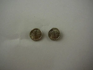 (#EE-754) PIERCED COIN Standing Liberty quarter 20th cent mini TOKEN Earrings - Picture 1 of 1