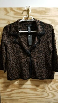 Cárdigan tejido Josephine Chaus para mujer grande estampado animal marrón negro nuevo con etiquetas F18 Foto 1 de 4