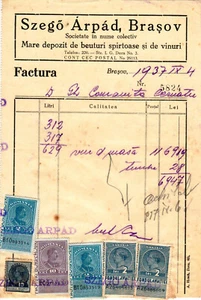 Rumänien, 1937, Vintage Rechnung/Quittung, Brasov - Umsatz/Steuerstempel - Bild 1 von 1