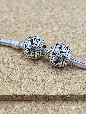 2 Подлинный бабочка Серебряная прокладка Европейский подвеска бисер лот - Изображение 1 из 3