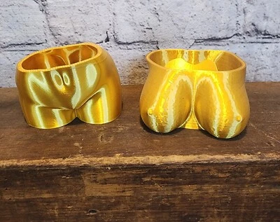 3d Printed Womens Bust & Booty Planter Set Gold Toned Small Funky Home Decor  - Image 1 of 4