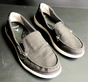 Crocs Womens 6 Slip On Boat Shoes Canvas Comfort Loafer Blue - Picture 1 of 11