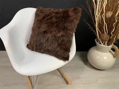 Real Soft Fox Fur Patchwork Pillow Cover - Elegant Home Decor Accent - Image 1 of 4