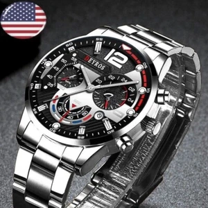 Fashion Men’s Stainless Steel Watches Luxury Calendar Luminous Quartz Watch - Picture 1 of 6