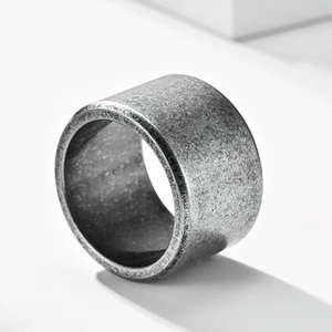 Men Women Wide Thumb Ring Stainless Steel Simple Plain Band Thick Finger Silver - Picture 1 of 31