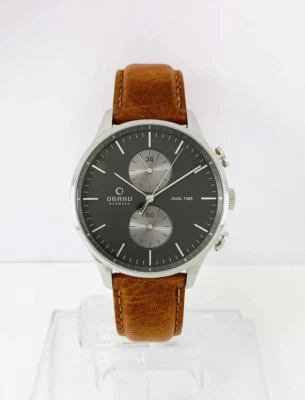 Obaku Denmark  V196GUCURZ Mens  Stainless Steel Leather Strap Grey  Dial Watch - Image 1 of 4