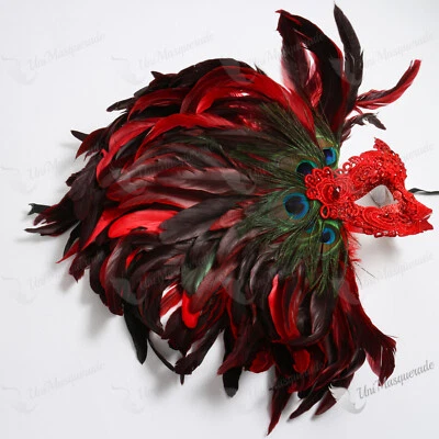 Mardi Gras Christmas Costume New Year Eye Masquerade Feather Lace Sexy Masks - Image 1 of 4